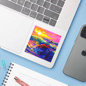 Kunstviool Sticker (Laptop met iPhone)