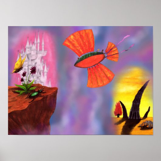 kunstvliegtuig dat de afmetingen van het wolkenbar poster (Voorkant)