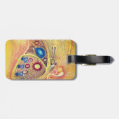 Kunstvlinder Bagagelabel met lederriem (Achterkant horizontaal)