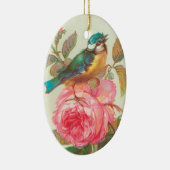 kunstvogel en Roos Keramisch Ornament (Rechts)