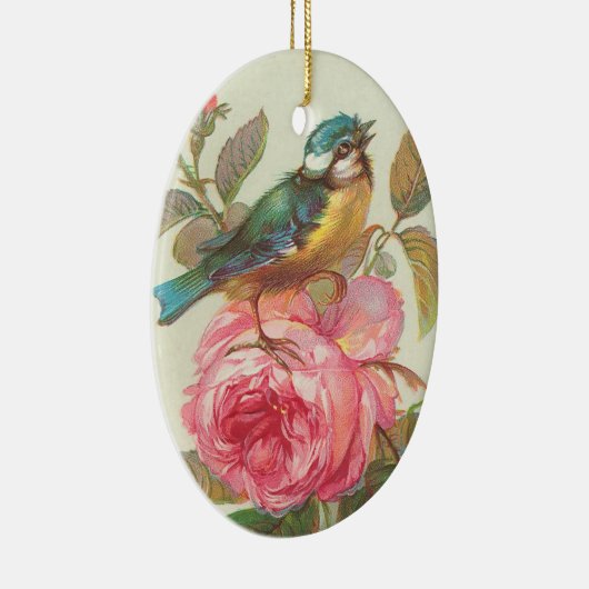  kunstvogel en Roos Keramisch Ornament (Rechts)