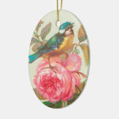 kunstvogel en Roos Keramisch Ornament (Links)