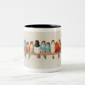  kunstvogels – kleurrijke retro vogel tweekleurige koffiemok (Center)