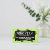 Kunstvorken die keukengerei eten... visitekaartje (Staand voorkant)