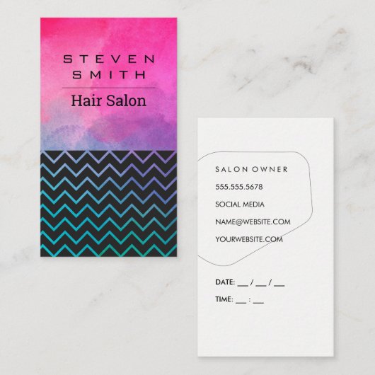 Kunstvormen en -Waterverf | Zig Zap Pattern Afsprakenkaartje (Voorkant / Achterkant)