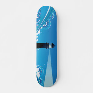 Kunstvuurtoren in het zee persoonlijk skateboard
