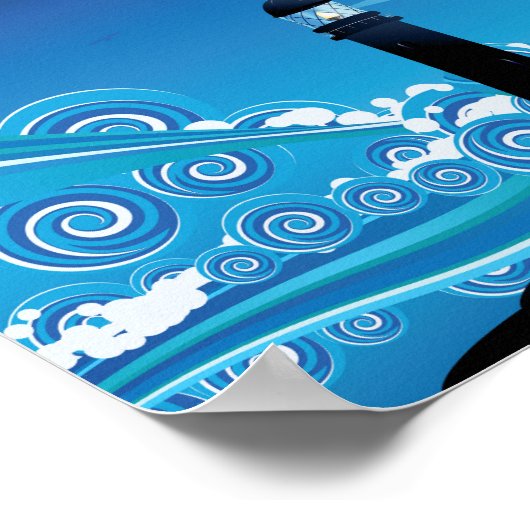 Kunstvuurtoren in het zee poster (Hoek)