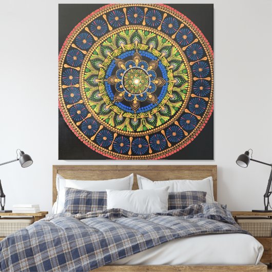 Kunstwand Mandala, kunstwerk, wandbekleding, uniek Canvas Afdruk (Insitu (Slaapkamer))