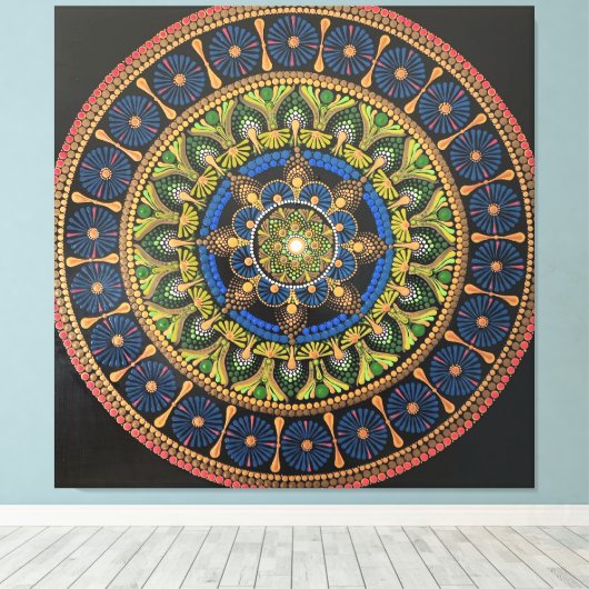 Kunstwand Mandala, kunstwerk, wandbekleding, uniek Canvas Afdruk (Insitu (Houten vloer))