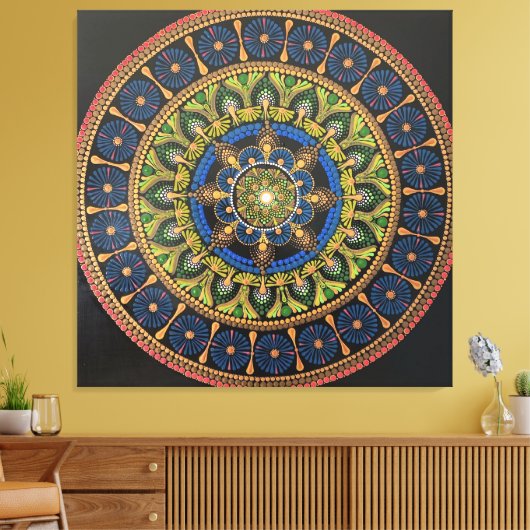 Kunstwand Mandala, kunstwerk, wandbekleding, uniek Canvas Afdruk (Insitu (Woonkamer))
