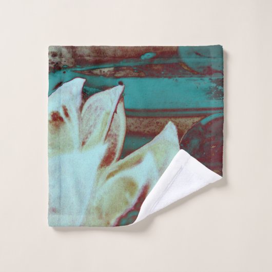 Kunstwater Lilly in Red en Blue Bad Handdoek (Wasdoekje)