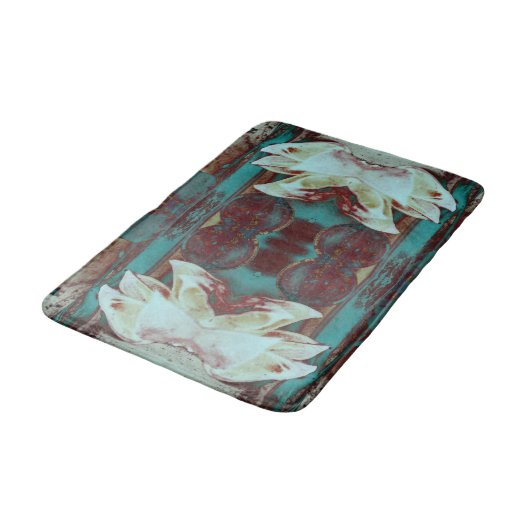 Kunstwater Lilly in Red en Blue Badmat (Gekanteld)