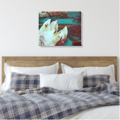Kunstwater Lilly in Red en Blue Canvas Afdruk (Insitu (Slaapkamer))
