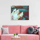 Kunstwater Lilly in Red en Blue Canvas Afdruk (Insitu (Woonkamer))