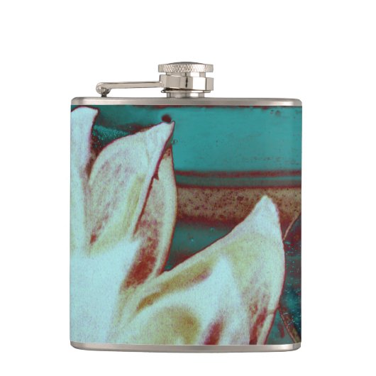 Kunstwater Lilly in Red en Blue Heupfles (Voorkant)