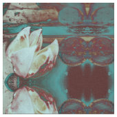 Kunstwater Lilly in Red en Blue Pattern Stof (Close Up)