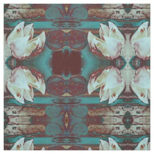Kunstwater Lilly in Red en Blue Pattern Stof (Swatch)