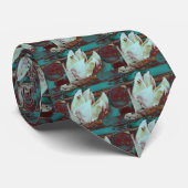 Kunstwater Lilly in Red en Blue Stropdas (Opgerold)