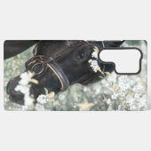 kunstweesportret van het zwarte paard samsung galaxy hoesje (Achterkant horizontaal)