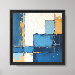 Kunstwerk aan de muur afdrukken Blauw/Beige 1