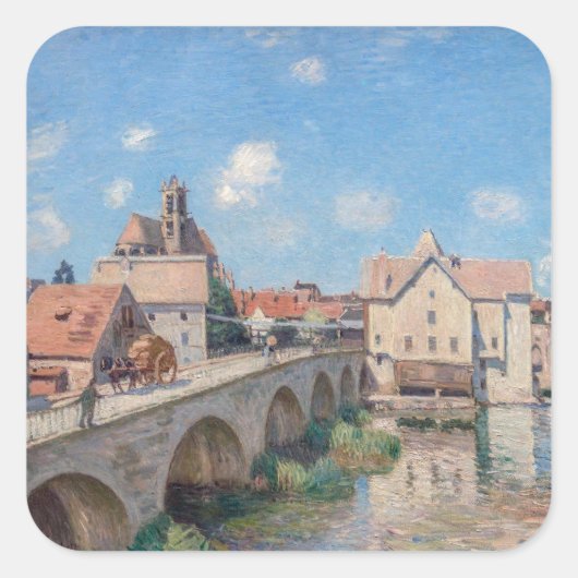 Kunstwerk Alfred Sisley - Le Pont de Moret Vierkante Sticker (Voorkant)