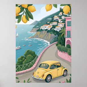 Kunstwerk Amalfi-kust Italiaanse zomerreis Poster