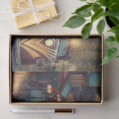 Kunstwerk Art Deco waterverf Trein Tissuepapier (Geschenk)