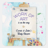 Kunstwerk Baby Shower Vierkante Sticker (Voorkant)