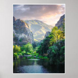 Kunstwerk bergkloof zonsopgang Landschapsprint Poster