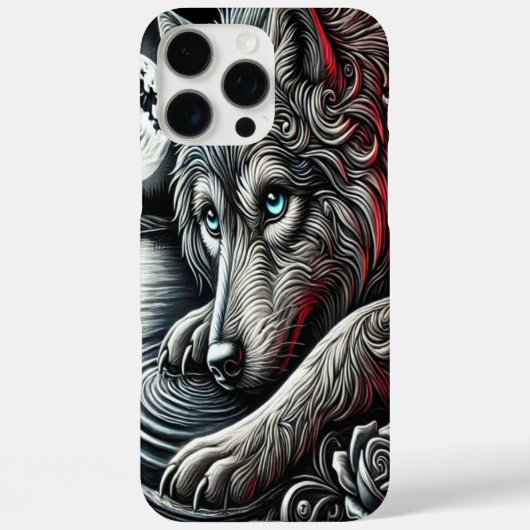 Kunstwerk 'Blauwe-Oog Wolf Nacht' Case-Mate iPhone Case (Achterkant)