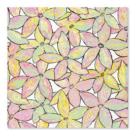 Kunstwerk Bloemen Modern Roze Groen Geel. Behang