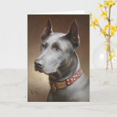 kunstwerk - een Doberman Pinscher Portrait Kaart (Gele Bloem)