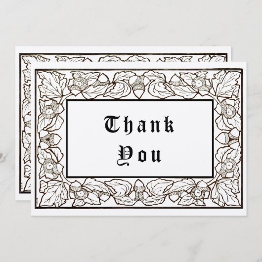 Kunstwerk en tekenstijl voor eikels en eikels bedankkaart (Voorkant / Achterkant)