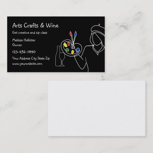 Kunstwerk en wijnklassen visitekaartje (Voorkant / Achterkant)