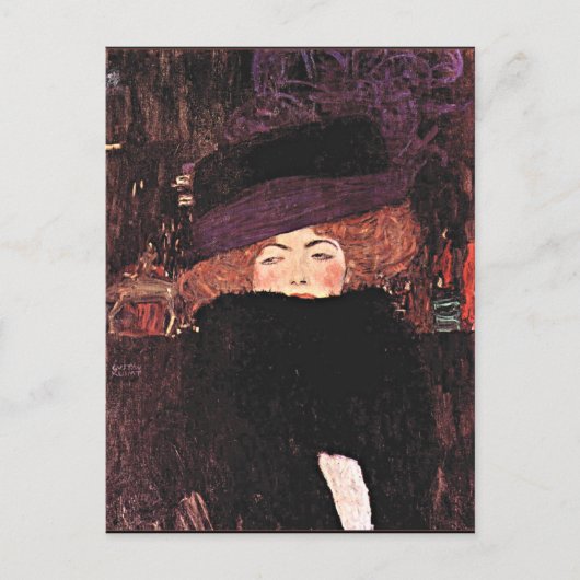 Kunstwerk Gustav Klimt, Lady in a Fur Pet en Boa Briefkaart (Voorkant)
