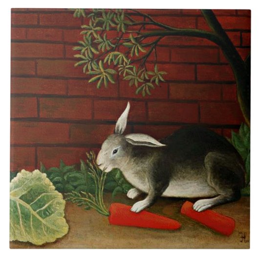 Kunstwerk Henri Rousseau, konijn Tegeltje (Voorkant)