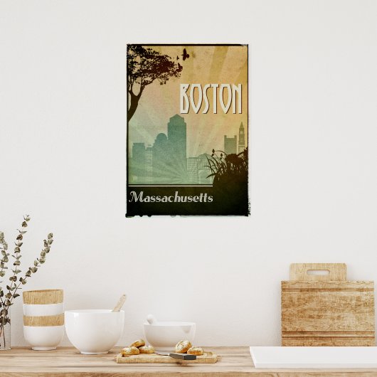 Kunstwerk in Boston Art Deco Design City Poster (Keuken)