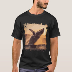 Kunstwerk in waterverf van een springende walvis b t-shirt