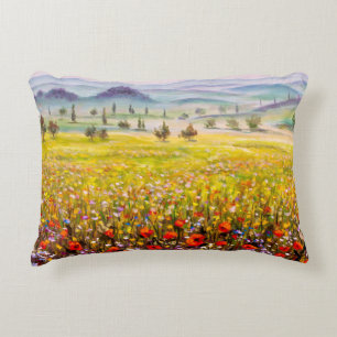 Kunstwerk Italiaanse tuscany cypert landschap met Accent Kussen