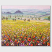 Kunstwerk Italiaanse tuscany cypert landschap met Cadeaupapier (Vlak)