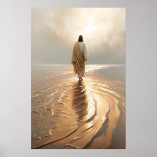 Kunstwerk Jezus Loopt op Water Christelijke Kunst Poster