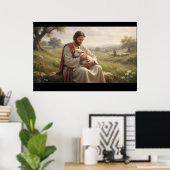 Kunstwerk Jezus met een lam | De Goede Herder Poster (Thuiskantoor)