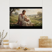 Kunstwerk Jezus met een lam | De Goede Herder Poster (Keuken)