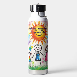 Kunstwerk kind trotse tekenende kinderen waterfles
