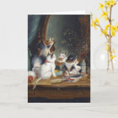 kunstwerk - Kittens spelen op een Vanity, Kaart (Gele Bloem)