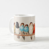  kunstwerk Kleurrijke Vogels Zittend op een Perch Koffiemok (Voorkant links)
