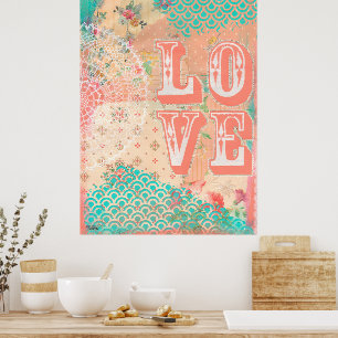 Kunstwerk 'Love Coillage Mixed Media' van kunstena Poster