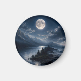 Kunstwerk Maanlicht Bergmeer - Volle Maan Magneet
