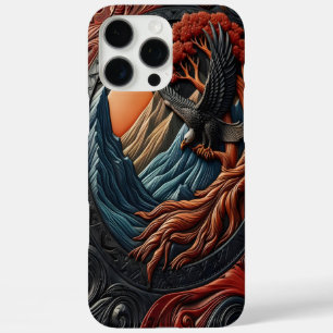 Kunstwerk met adelaar in leerlook iPhone 16 pro max hoesje