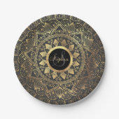Kunstwerk met goudmandala papieren bordje (Voorkant)